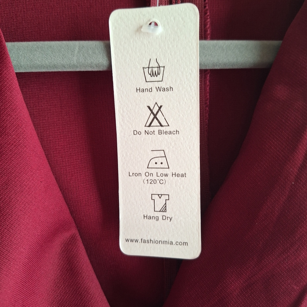Womens Burgundy Midi Dress with White Piping - Picture 3 of 4
